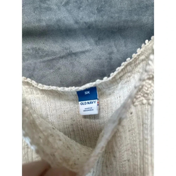 Old Navy Linen Square Neck Top Plus Sz 3XL Lace Short Sleeve top Cottagecore - Picture 2 of 4